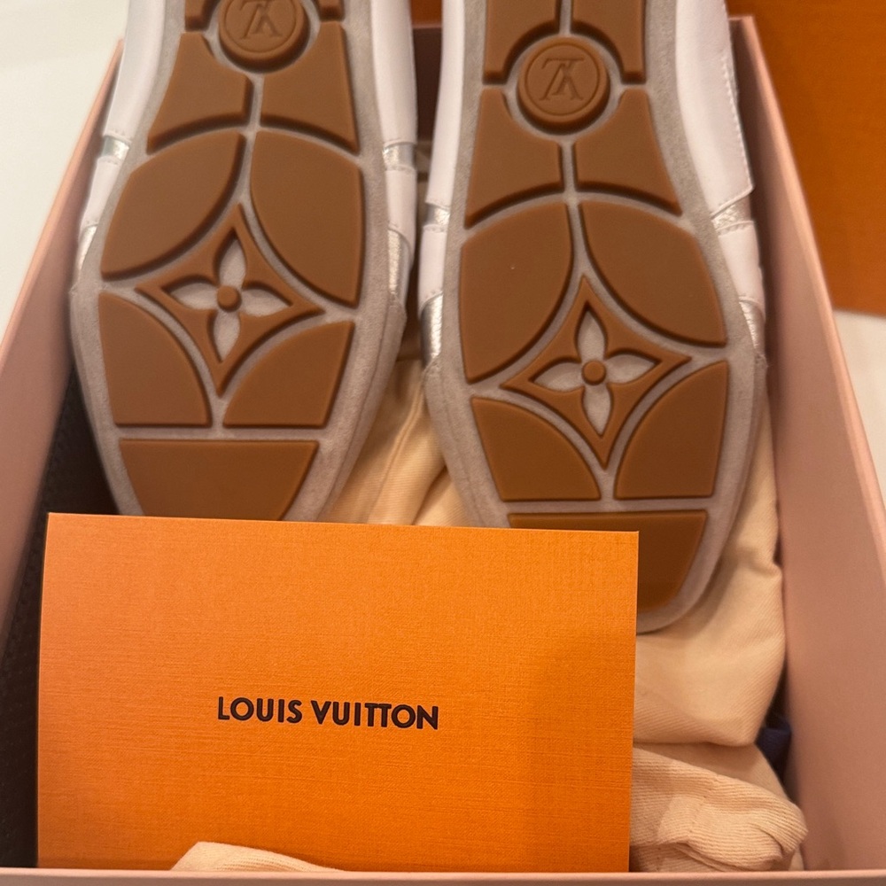 Louis Vuitton Silver and White Sneakers - Picture 3 of 10